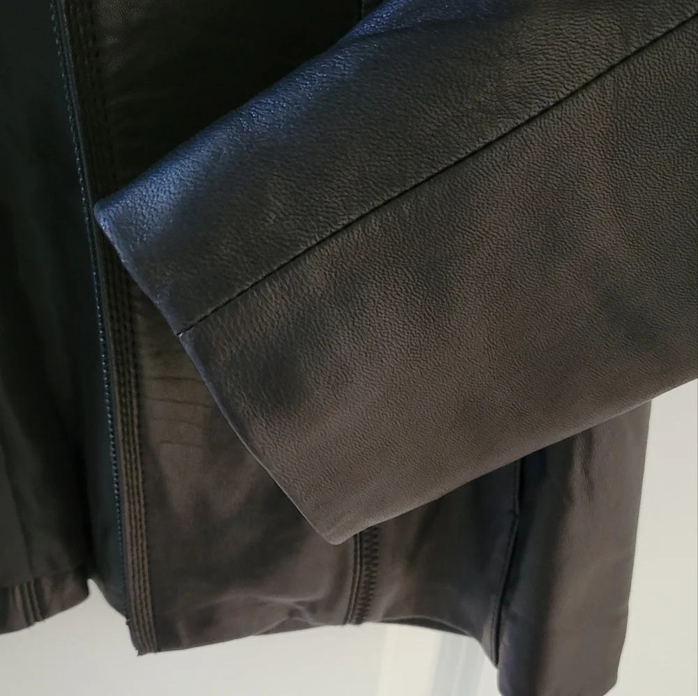 DKNY Leather Jacket Moto Racer Style - Picture 7 of 9